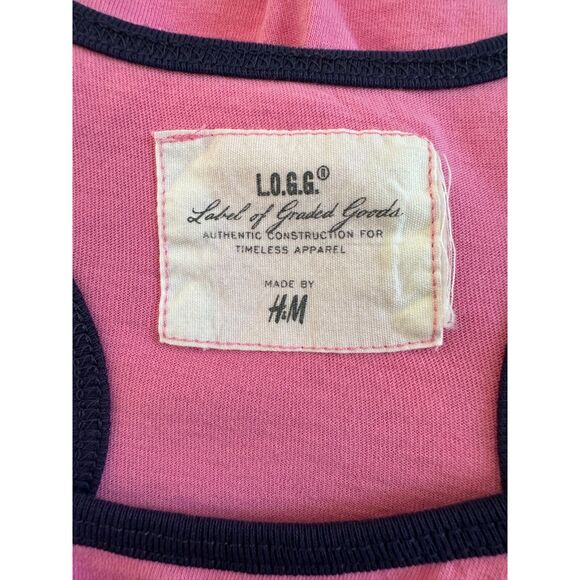 H&M Tropical Hawaiian Island Print Tank Top Pink Navy Blue Sleeveless size XS - Picture 4 of 4